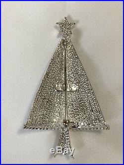 Eisenberg Ice Signed Christmas Tree Pin Brooch New Vintage Blue Rhinestones