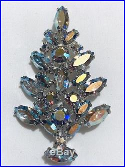 Eisenberg Ice Signed Christmas Tree Pin Brooch Vintage Borealis Rhinestones