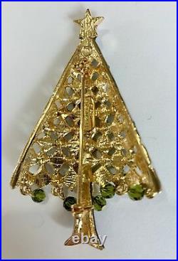 Eisenberg Ice Signed Dangle Rhinestones Vintage Christmas Tree Pin Brooch