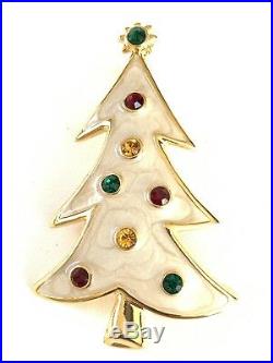 Eisenberg Ice Signed Enamel New Vintage Christmas Tree Rhinestone Pin Brooch
