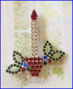 Eisenberg Ice Signed Vintage Large Christmas Tree Candle Pin Brooch