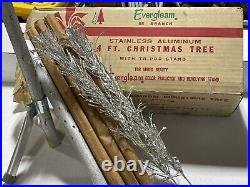 Evergleam 55 Branch Stainless Aluminum 4 Foot Christmas Tree In Box Vintage 1950