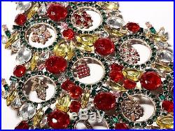 Free Standing Large Vintage Christmas Tree Czech Rhinestone Cabochon Red Green