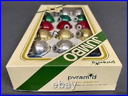 Fabulous Vintage 18 Pcs of Jumbo Pyramid Silver Glass Christmas Tree Ornament