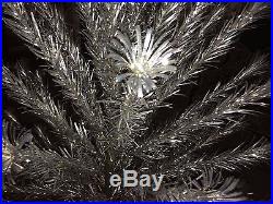 Fabulous Vtg Peco 6 Ft Deluxe Christmas Pine Tree Silver Aluminum Pom Pom Tinsel