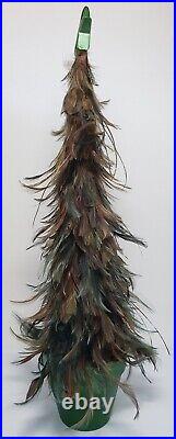 Feather Tree Tabletop with Ceramic Pot Greens Browns Iridescent Vintage 23 in