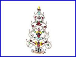 Free standing Czech vintage rhinestone Christmas tree ornament yellow red clear