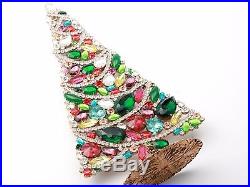 Free standing X large glass rhinestone Czech vintage Christmas tree ornament red