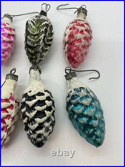 Frosted Glitter Mercury Glass Pinecone Ornaments Feather Tree Rare! Amazing