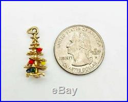 Fun Vintage Solid 14k Yellow Gold Christmas Tree Charm Pendant! Free Shipping