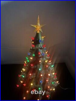 GIANT XL 18 RARE Vintage CERAMIC CHRISTMAS TREE HOLLAND MOLD Star + LIGHTS Base