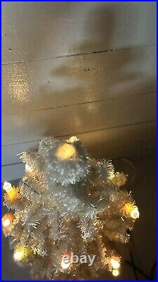GLOLITE Christmas TABLE TOP Tree Made in the USA VINTAGE CHALKWARE BASE XMAS