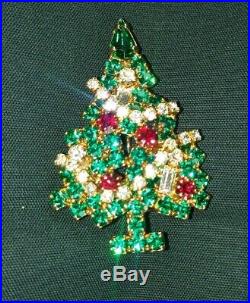 GORGEOUS VTG Eisenberg Ice Christmas Tree PIN BROOCH with COLORED & SHAPED STONES