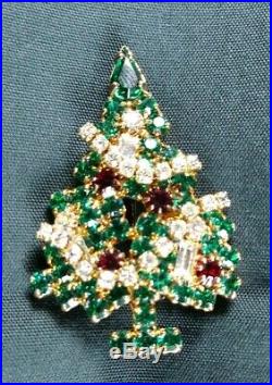 GORGEOUS VTG Eisenberg Ice Christmas Tree PIN BROOCH with COLORED & SHAPED STONES