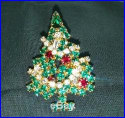 GORGEOUS VTG Eisenberg Ice Christmas Tree PIN BROOCH with COLORED & SHAPED STONES