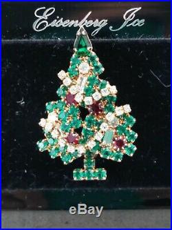 GORGEOUS VTG Eisenberg Ice Christmas Tree PIN BROOCH with COLORED & SHAPED STONES