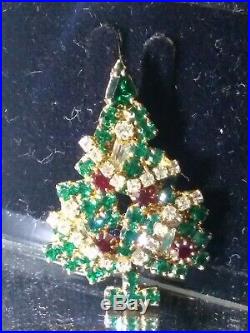 GORGEOUS VTG Eisenberg Ice Christmas Tree PIN BROOCH with COLORED & SHAPED STONES