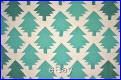 GORGEOUS Vintage 30's Forest of Green Pine Trees Christmas Tree Antique Quilt
