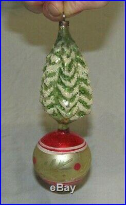 German Antique Glass Tree On A Ball Vintage Christmas Ornament Decoration 1900's