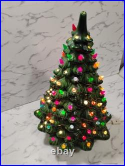 Giant Vtg 20 Ceramic Flocked Holland Mold Colorful Christmas Tree Tested Rare