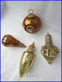 Glass Ball Vintage Christmas Ornament, 4 Exquisite Christmas Tree Ornaments