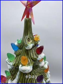 Gorgeous! Large Vintage Atlantic Mold Flocked Musical Ceramic Christmas Tree 18