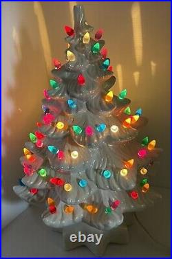 Gorgeous Vintage Ceramic Lighted Tree White 16 Inches Tall Has 68 Bulbs Included