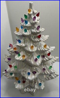 Gorgeous Vintage Ceramic Lighted Tree White 16 Inches Tall Has 68 Bulbs Included