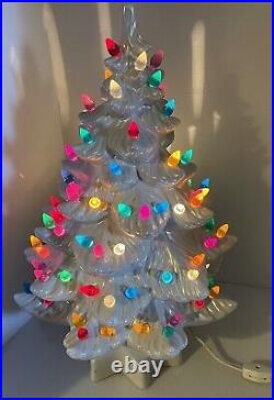 Gorgeous Vintage Ceramic Lighted Tree White 16 Inches Tall Has 68 Bulbs Included