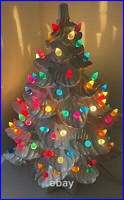 Gorgeous Vintage Ceramic Lighted Tree White 16 Inches Tall Has 68 Bulbs Included