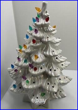 Gorgeous Vintage Ceramic Lighted Tree White 16 Inches Tall Has 68 Bulbs Included