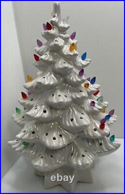 Gorgeous Vintage Ceramic Lighted Tree White 16 Inches Tall Has 68 Bulbs Included