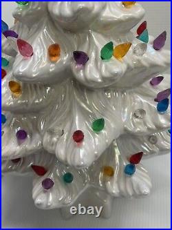 Gorgeous Vintage Ceramic Lighted Tree White 16 Inches Tall Has 68 Bulbs Included