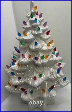 Gorgeous Vintage Ceramic Lighted Tree White 16 Inches Tall Has 68 Bulbs Included