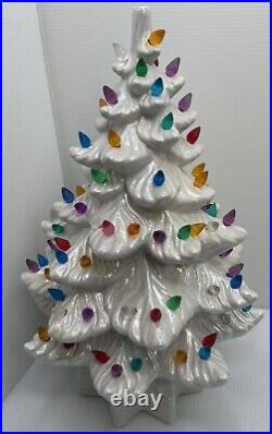 Gorgeous Vintage Ceramic Lighted Tree White 16 Inches Tall Has 68 Bulbs Included