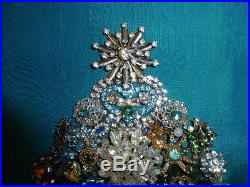 Gorgeous Vintage Inspired OOAK Aqua Framed Jewelry Christmas Tree