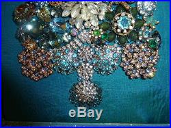 Gorgeous Vintage Inspired OOAK Aqua Framed Jewelry Christmas Tree