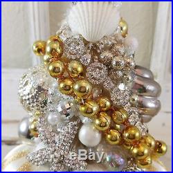 Gorgeous Vintage Mermaid bottle brush TREE Christmas ornaments RHINESTONES Jewel