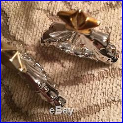 Gorgeous Vintage Silver/Gold Tone Christmas Tree Place Markers/Napkin Rings/NICE