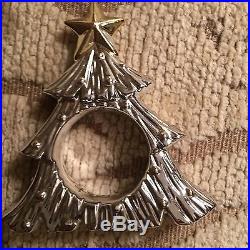 Gorgeous Vintage Silver/Gold Tone Christmas Tree Place Markers/Napkin Rings/NICE