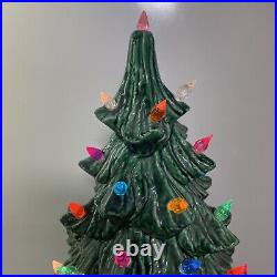 Green Mold Christmas Tree Ceramic 1984 Vintage RARE 17 tall lights and base