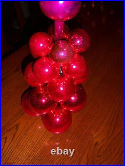 HTF RARE RETRO VTG PINK RED SHINY BRITE CLUSTER TableTopTree XMAS Ornament Decor