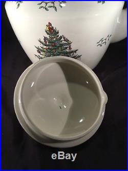 HTF RARE Vintage SPODE Christmas TREE LARGE Tea Pot Kettle Green England 20 Cup