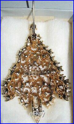 HTF Vtg Eisenberg Ice Rhinestone Cut your Own Christmas Tree Pin Brooch