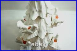 HUGE 23 WHITE Vintage Ceramic Christmas Tree with figural Dove candle holders