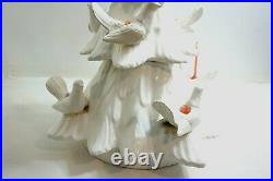 HUGE 23 WHITE Vintage Ceramic Christmas Tree with figural Dove candle holders