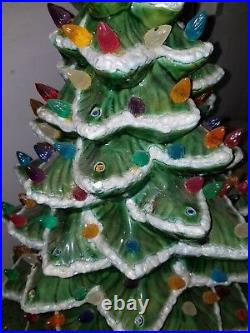 HUGE 29 VTG Provincial Mold Lighted Flocked Ceramic Christmas Tree. VERY RARE