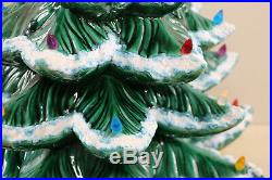 HUGE Ceramic Christmas Tree Vtg Snow Flocked 3 Piece Atlantic 24.5 High