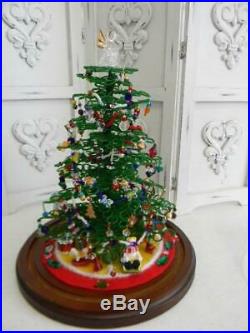 HUGE! VINTAGE ALL BEADED WESTRIM CHRISTMAS TREE under Dome Glass ClocheDETAILS