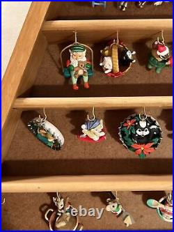 Hallmark Merry Miniature Ornament 1988 SHADOW WOODEN TREE + 27 Mini Ornaments